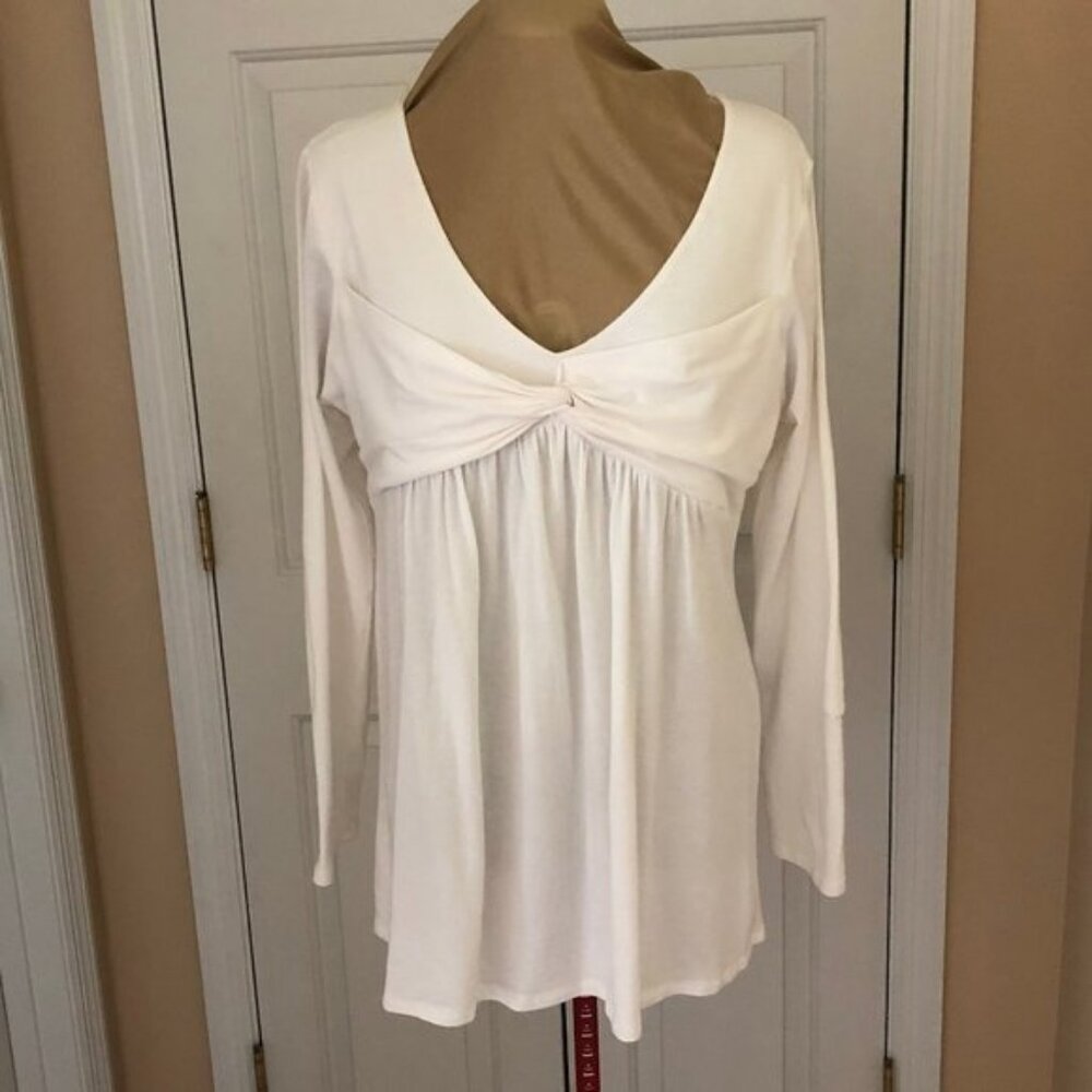 White Maternity Belly By Design Top Size Large